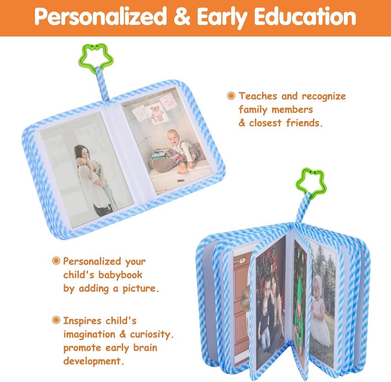 abcxgood Products My First Family Album photo book Holds 4 x 6 in photos soft baby book Suitable for newborns Children's personalized (Blue) - Image 2